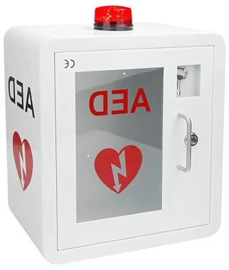Defibrillationsalarmbox for Herzklappen, AED-Defibrillatorschrank, wandmontierter Erste-Hilfe-Koffer, Defibrillator-Aufbewahrungsbox mit Licht und Alarm, Erste-Hilfe-Set for Zuhause, Schule und Büro