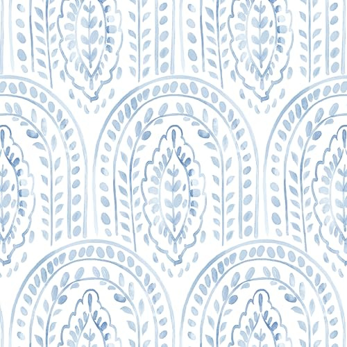 Micpolo Peel and Stick Wallpaper Modern Wall Paper Boho Contact Paper Removable Wallpaper Peel and Stick Blue and White Self-Adhesive for Bathroom Bedroom Kitchen Wall Decor 17.3 x 118