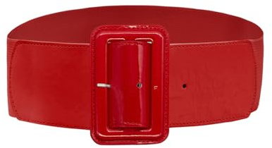 LJCZKA Cintura Larga Donna in Pelle,Vintage Cintura Elastica Donna,Cintura alla Vita per Jeans Vestito Cappotto Moda (Rossa)