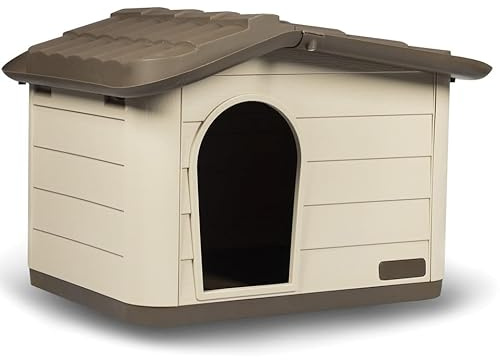 URBNLIVING Plastic Dog House for Small Medium Dogs, Durable Indoor Outdoor Pet Kennel Shelter, Easy Wipe Clean Surface, Air Ventilation Portable, Weather-Resistant, 2 Sizes