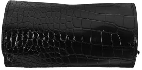 GARVALON Bolsa Enrollable para Joyas de Viaje Negra Organizador Portátil Multiusos para Pendientes Anillos y Collares Estuche Compacto de Almacenamiento y Protección