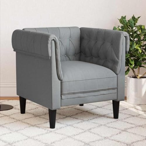 LoogCape Sofá Chesterfield gris claro, 78,5 x 74,5 x 74,5 cm poliéster, diseño moderno, cómodo relleno de espuma, elegante sofá de sala para invitados, muebles de salón duraderos