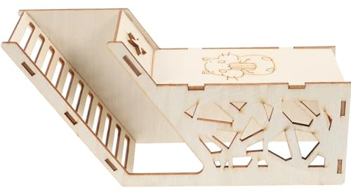 Homoyoyo Casa de Madera para Hámster Pequeño, Escondite Decorativo Resistente, con Túnel y Escalera para Cobayas y Pequeños Roedores, Suministros para Mascotas, Refugio Seguro para Dormir