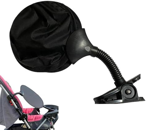 Parasol para cochecito de bebé, plegable, color plateado, universal, protección UV, 33 cm, , capota para coche, toldo para el sol, toldo para cochecito con clip y indicador de intensidad UV