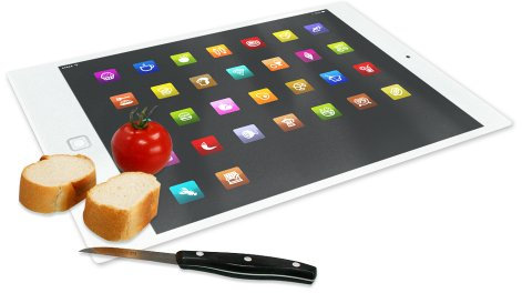 XXL Glas-Schneidebrett mit Motiv im Tablet-PC-Design, Grösse 28,5x39cm