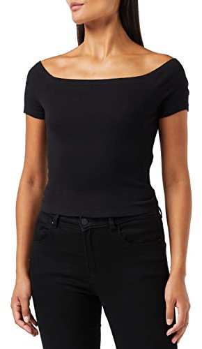 Urban Classics Damen Ladies Off Shoulder Rib Tee T Shirt, Schwarz, S EU