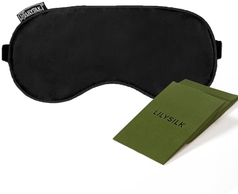 LilySilk Schlafmaske Damen Herren 100% Seide - Hautfreundlich für Allergiker | Perfekt Sitz | Schlafbrille Augenmaske Nachtmaske Verpackung MEHRWEG, Schwarz mit Rand