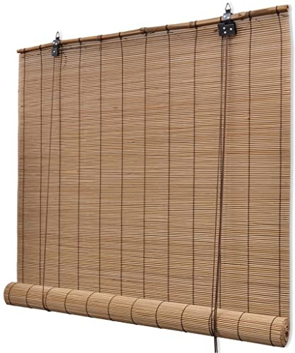 vidaXL Bambusrollo 80x220cm Braun Fensterrollo Sichtschutz Holzrollo Jalousie