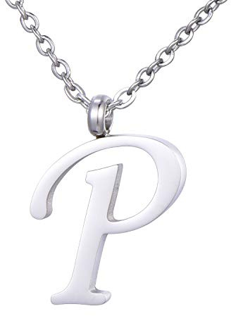 Morella Collar de Plata y Acero Inoxidable con Colgante Letra P