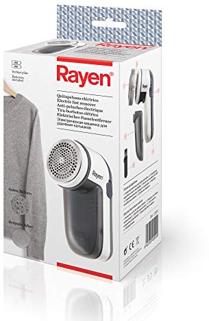Rayen 2091 Decapante Elettrico | Include batterie | con Copertura Protettiva | per Tutti i Tipi di Indumenti, ABS e Acciaio Inossidabile Bianco/Grigio, 13 x 6,8 x 5,80 cm