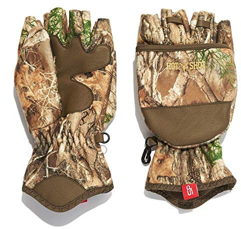 HOT SHOT Men’s Camo Cyclone Stormproof Pop-Top Mittens - Realtree Edge Outdoor Hunting Camouflage