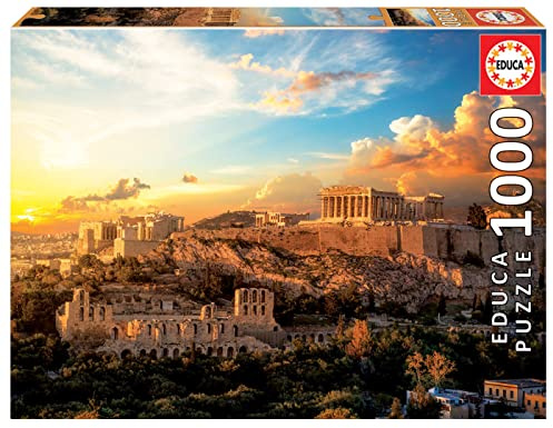 Educa - Puzzle 1000 pezzi Acrópolis, Atene | Puzzle città storiche | Misura 68x48 cm | Include colla Fix | Per adulti 14+ (18489)