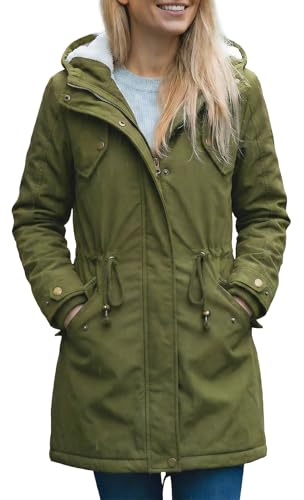 YYNUDA Vinterkappa dam varm parkas mellanlång vinterjacka jacka med huva tjock pälsjacka med huva plus storlek, #337 Grön, XXL