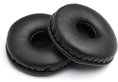 Almohadillas de repuesto de cuero para auriculares compatibles con la mayoría de los modelos de auriculares: diámetro universal de 55 mm (1 par negro)