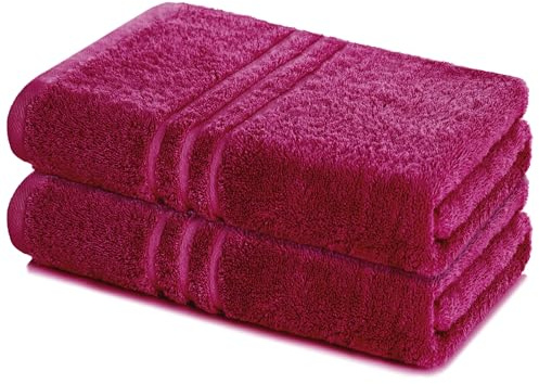 Lavea® Set med 2 Badhanddukar 80x200 cm 100% Bomull Mjuka och Absorberande – Perfekta som Stora Badhanddukar, Badlakan eller Handdukar – Bordeaux