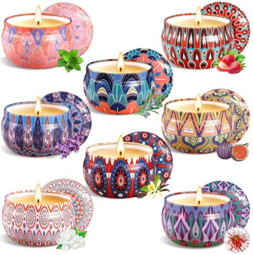 VIPNAJI 8Pcs Candele Profumate Regalo,Regalo Donna,Set Candele Profumate,Cera di Soia Naturale,per Anniversario Natale San Valentino Festa della Mamma Yoga, Decorazione