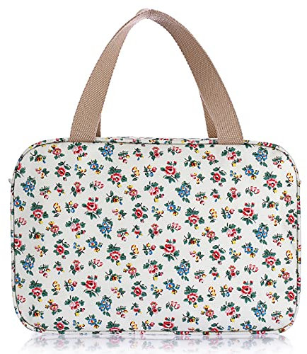 SUMTREE Trousse de Toilette Sac de Toilette Grande capacité Organisateur pour Le Voyage,Business,Pique-Nique(Beige Fleurs)