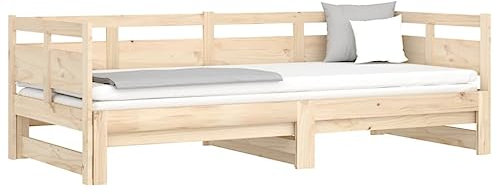vidaXL Tagesbett Ausziehbar Sofa Gästebett Sofabett Bett Bettsofa Schlafsofa Holzbett Ausziehbett Bettgestell Massivholz Kiefer 2X(90x200) cm