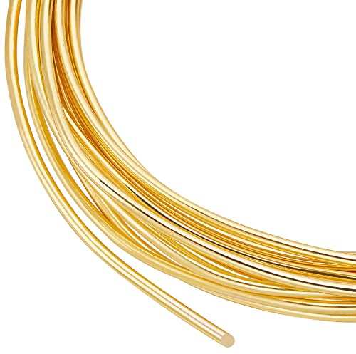 BENECREAT - Hilo de joyería de latón dorado 15 quilates, calibre 18, resistente al deslustramiento, para perlas, colgantes, pendientes, pulseras, fabricación artesanal, 3 m