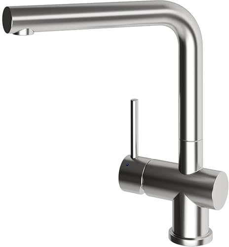 LAXARA® LINUAS Küchenarmatur aus Edelstahl | 360 Grad Schwenkbar | Langlebige Hochdruckarmatur | Wasserhahn für Küche in gebürstetem Edelstahl-Look | Kitchen Faucet