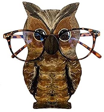 CTForest Soporte de madera para gafas, soporte de madera tallada a mano, soporte para gafas de sol, adecuado para exhibir gafas, gafas de sol (búho)