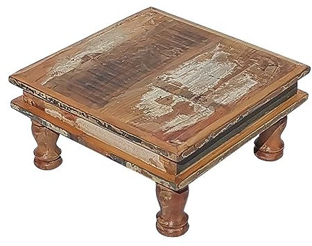 Casa Moro Shabby Chic Tisch Siera S 33x33 cm quadratisch braun bunt aus Altholz gefertigt | Bajot Beistelltisch Vintage Hocker Blumentisch MA5028S