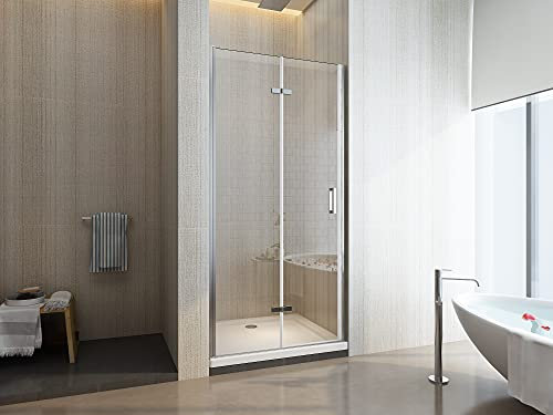 Porte de douche 6 mm pliante pour installation en niche, grande entrée pour la douche H 190 (83-86,5)