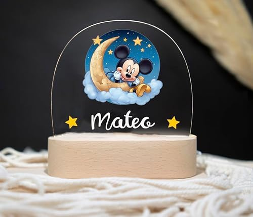 Lampara infantil - Bebe recien nacido niños - Luz noche quitamiedos personalizada nocturna regalo niño regalos bebes nacidos originales para con nombre bautizo cumpleaños años 1 2 3 (M1CKEY)