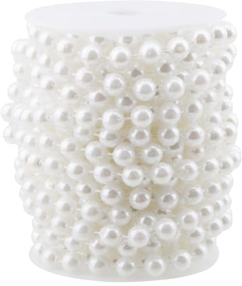 NAMYEUT Cinta de perlas de 10 mm, color blanco, longitud de 10 m, guirnalda de perlas, para manualidades, decoración, para manualidades, fiestas, bodas, cumpleaños