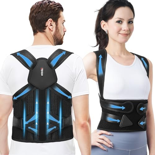 ZINUU Rücken Geradehalter, Rückenstützgürtel Haltungskorrektur Damen Herren, Haltung Korrektur Gurt, Back Posture Corrector, Verstellbare Haltungstrainer Rückengurt - Rückenstütze (36-38.2)