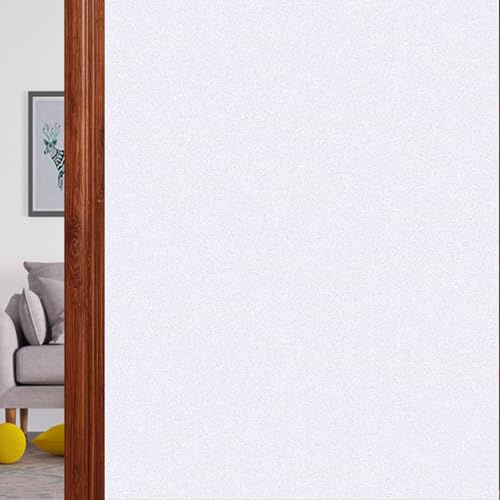 Pellicola per Vetri Finestre, Pellicola Smerigliata 80 x 100 cm con Adesione Statica, Senza Colla, Anti UV in Vetro Smerigliato per Doccia Ufficio Bagno, bianco opaco