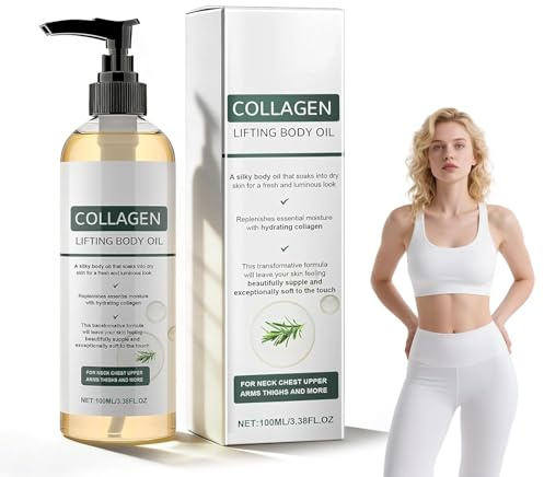 2026 Aceite de Colágeno, Aceite de Colágeno para Reafirmar la Piel, Aceite Hidratante Ligero para Rostro y Cuerpo, Mejora la Elasticidad, Apto para Todo Tipo de Pieles Después de la Ducha (1PCS)