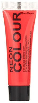 Uv neon face paint Red. UV reactive easy wash off sweat proof face and body paint.
