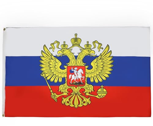AZ FLAG - Drapeau Russie avec aigle - 90x60 cm - Drapeau Russe 100% Polyester Avec Oeillets Métalliques Intégrés - Pavillon 50 g