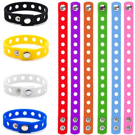 10 Stück Silikon Armbänder mit Löchern Gummi Armbänder für Schuhanhänger
