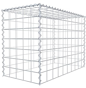 GABIONA Cesta de piedra de gavión rectangular, malla de 10 x 10 cm, profundidad de 50 cm, cesta de cultivo tipo 3, cierre de espiral, galvanizado (100 x 70 x 50 cm)