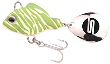 SPRO ASP Spinner UV– Searchbait mit original Gamakatsu Haken zum Angeln auf Raubfisch, Spinnangeln, Gewicht:28g, Farbe:Firefly UV
