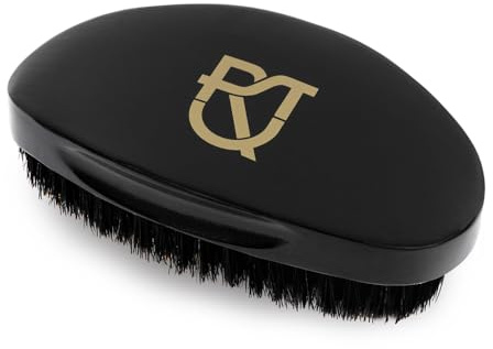 Roman-T Premium Medium Soft 360 Wave Brush for Beard and Men's Hair – 100% Boar Bristles Wave Brush with Contoured Wood Base – Includes Handsome Presentation Storage Box