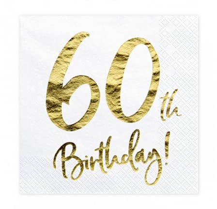 PartyDeco Servietten Birthday Gold 60th. 33x33cm/20St.