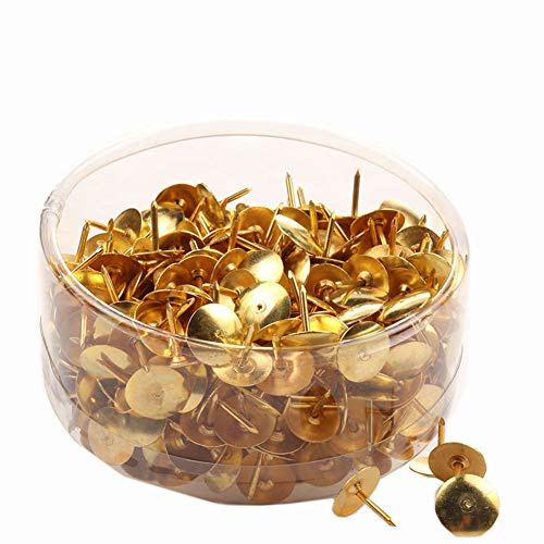 Egurs 300 x guld runda häftstift metall häftstift häftstift häftstift för kontor, för att hänga anteckningar och bilder