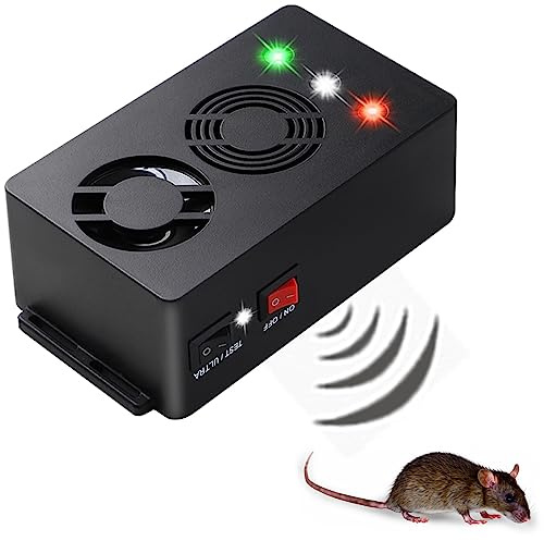 Angveirt Ultrasonic Rodent Repellent Battery Operated Mouse Repellent for Car Engines Pest Repeller Rat Mice Deterrent with Strobe Lights Under Hood Animal Repeller 1Pack