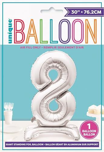 Majestic Silver 8 - Shaped Foil Balloon (76cm) - Elegant & Standalone Party Decor- Perfect for Milestone Celebrations - 1 Pc