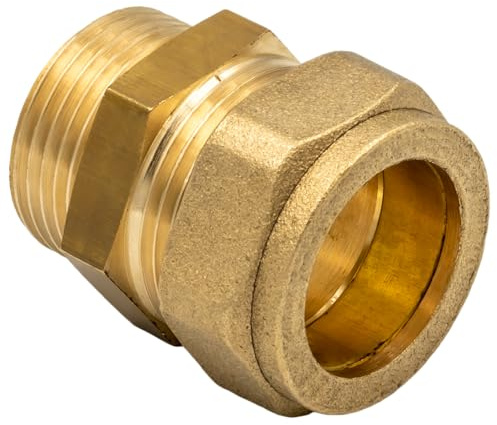Raccord À Compression Pour Tube Cuivre Avec Filetage Mâle 22x1/2 - Raccord En Laiton Certifié DVGW - Pour Chauffage, Eau, Installations Solaires Et Air Comprimé