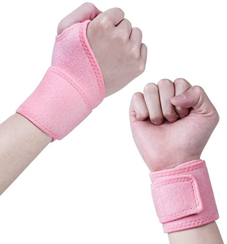 URAQT Tutore Polso, 2 Pezzi Fascia da Polso Supporto Polso, Tutore Tunnel Carpale per Sindrome del Tunnel Carpale, Artrite, Tendinite, Frattura e Distorsione del Polso, Fasce da polso sx e dx (Rosa)