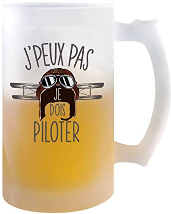 Boccale di birra Aviation Pilota non posso | Bicchiere da birra pinta Regalo umorismo alcool originale per pilota aereo | Stampato in Italia
