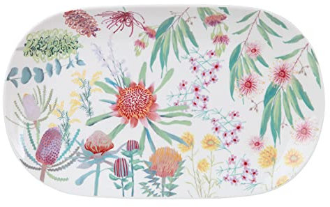 Maxwell & Williams AW0624 Platte oval groß, 37x 23 cm – Porzellan glatt bunt – RBG Native Blooms Blumen – Geschenkbox