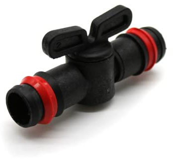 DOJA Barcelona | Säkerhetsavstängningsventil | färg svart | 16 mm | 12-pack | slangkontakt | reglerventil för trädgård, terrass | användning i trädgårdsledningar utomhus, jordbruk