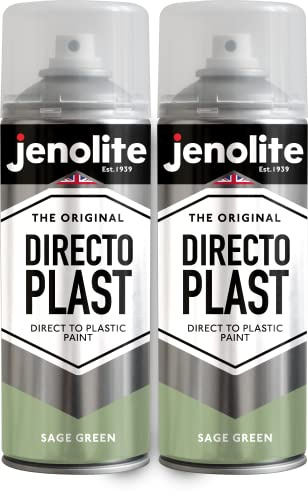 JENOLITE Directoplast Gloss Spray Paint | SAGE GREEN |2x400ml | Paint for Plastic Surface | For All Types Of Plastic | No Primer Required Multi Surface Paints | RAL 130 70 20