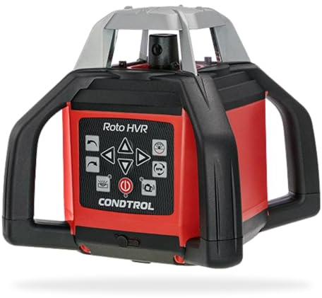 CONDTROL - Láser Rotativo ROTO HVR Rojo - Alcance de Nivel con Célula 600 m - Haz Rojo y Puntos de Plomada - Garantía de 2+1 Años - Se entrega con Accesorios