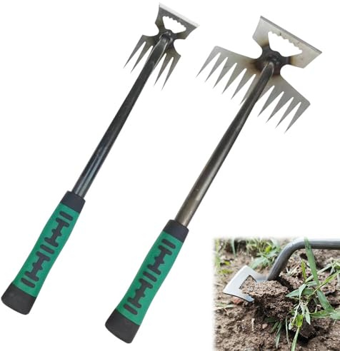 Attrezzo per la Rimozione Delle Erbacce, 6 Denti e 11 Denti Estirpatore Erbacce Manuale Strumento per Diserbo Stirpatore Erbacce da Giardino Sarchiatore Manuale da Giardinaggio per Terreni Erbosi